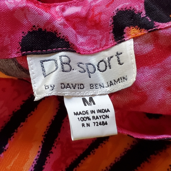 Womens Vintage tropical pink rayon Top medium - Picture 7 of 8